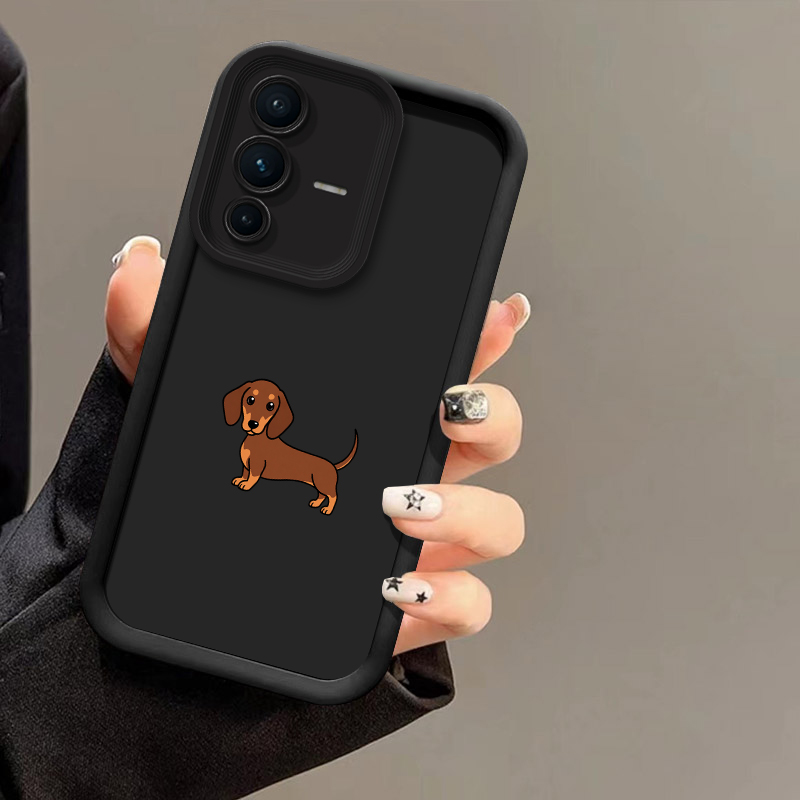 Vivo V40 - 동물 디자인의 닥스훈트 강아지 그림이 그려진